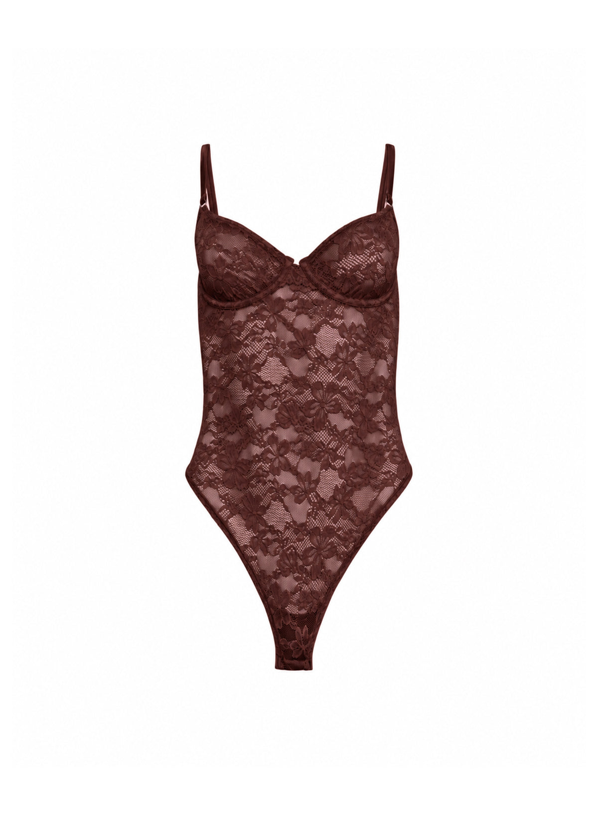 Le Stretch Lace Bodysuit-cocoa plum-fleur du mal-flat