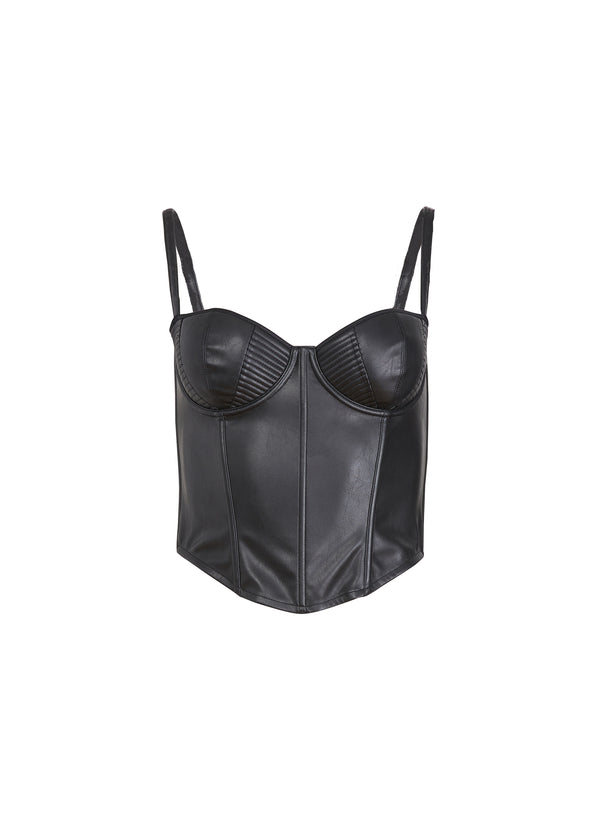 Black - Vegan Leather Bustier Top | Fleur du Mal