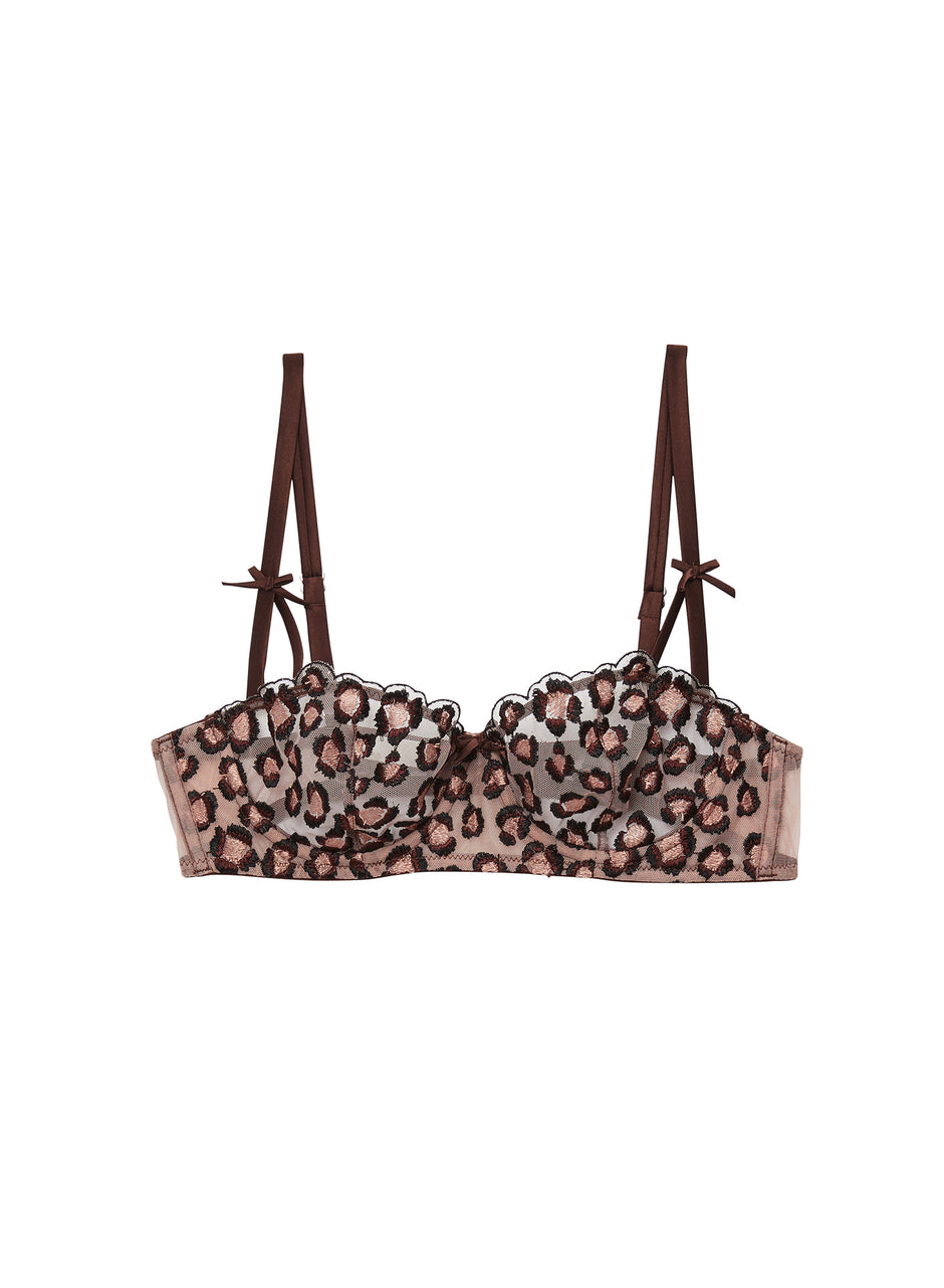 Chocolat - Leopard Embroidery Balconette Bra | Fleur du Mal