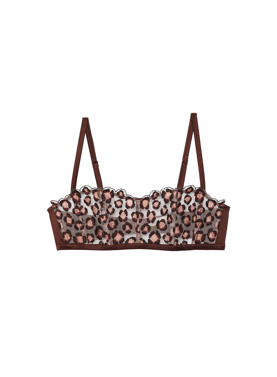 Chocolat - Leopard Embroidery Boned Bralette | Fleur du Mal