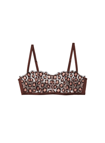 Leopard Embroidery Boned Bralette