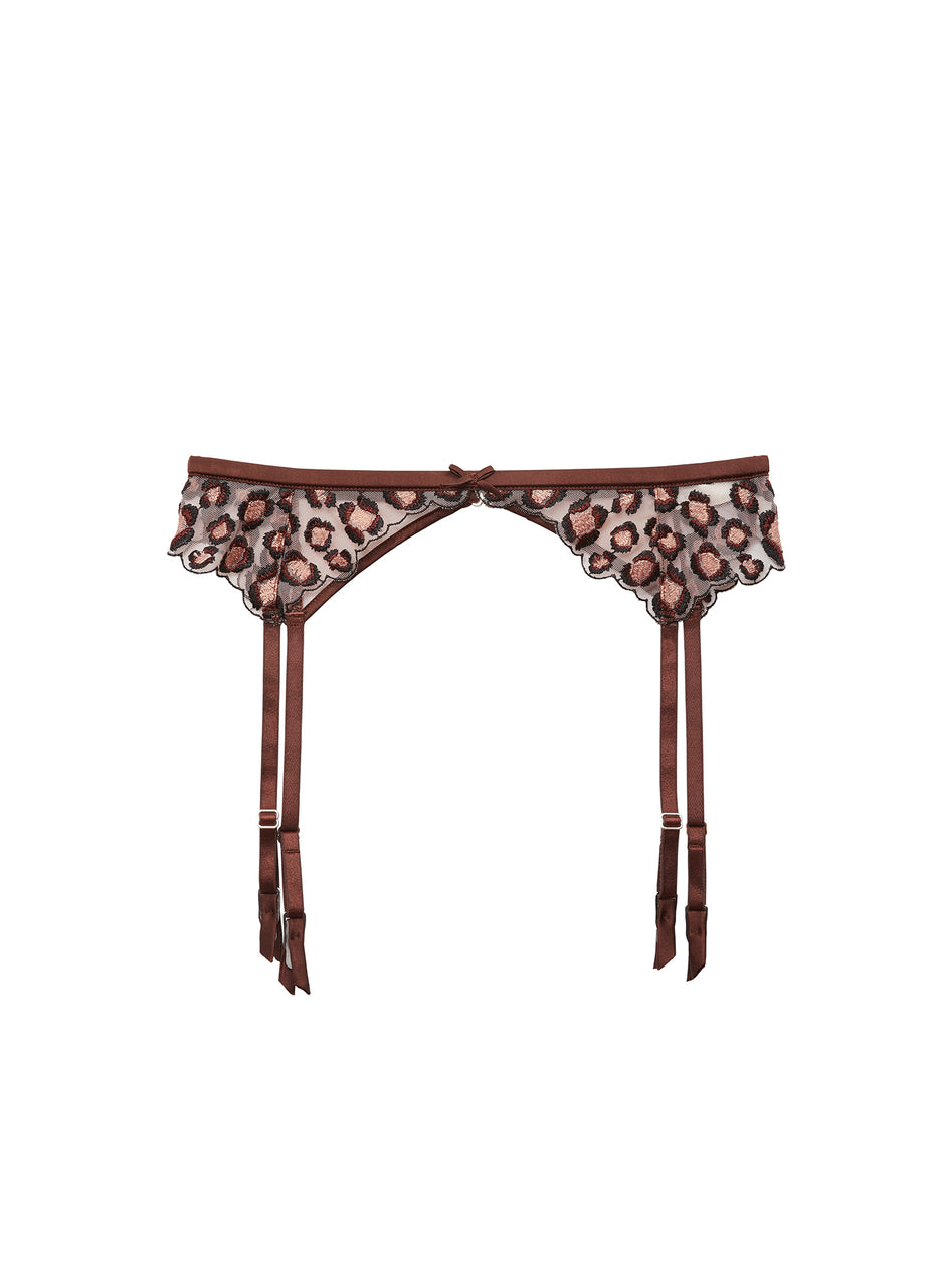 Chocolat - Leopard Embroidery Garter Belt | Fleur du Mal