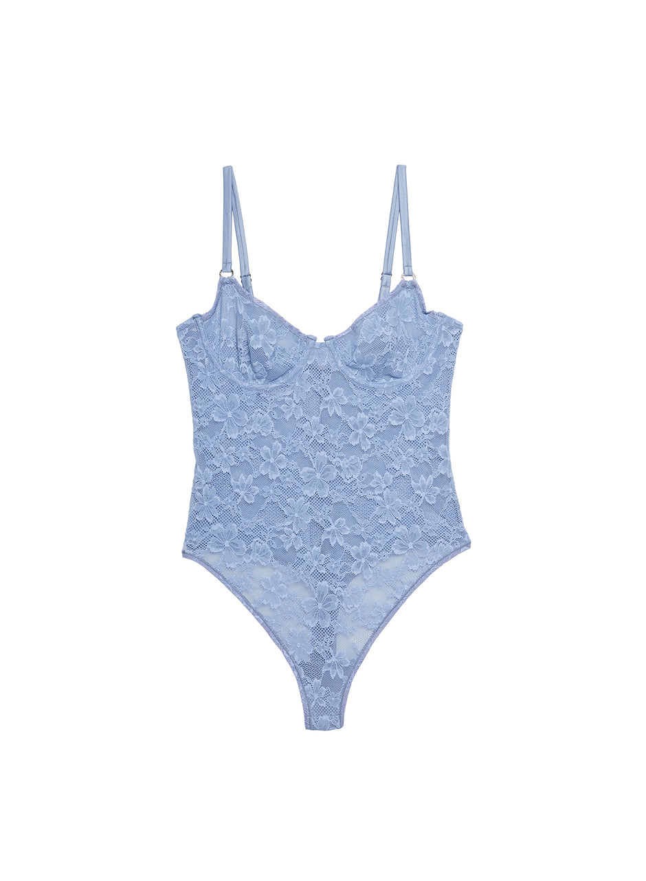 Denim blue - Le Stretch Lace Bodysuit | Fleur du Mal