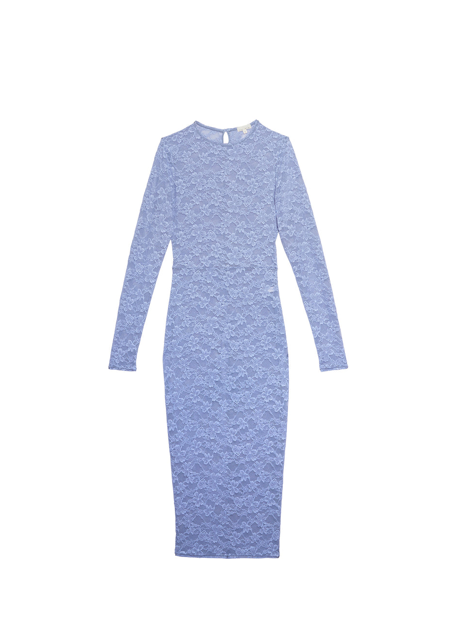 Denim blue - Le Stretch Lace Long Sleeve Dress | Fleur du Mal