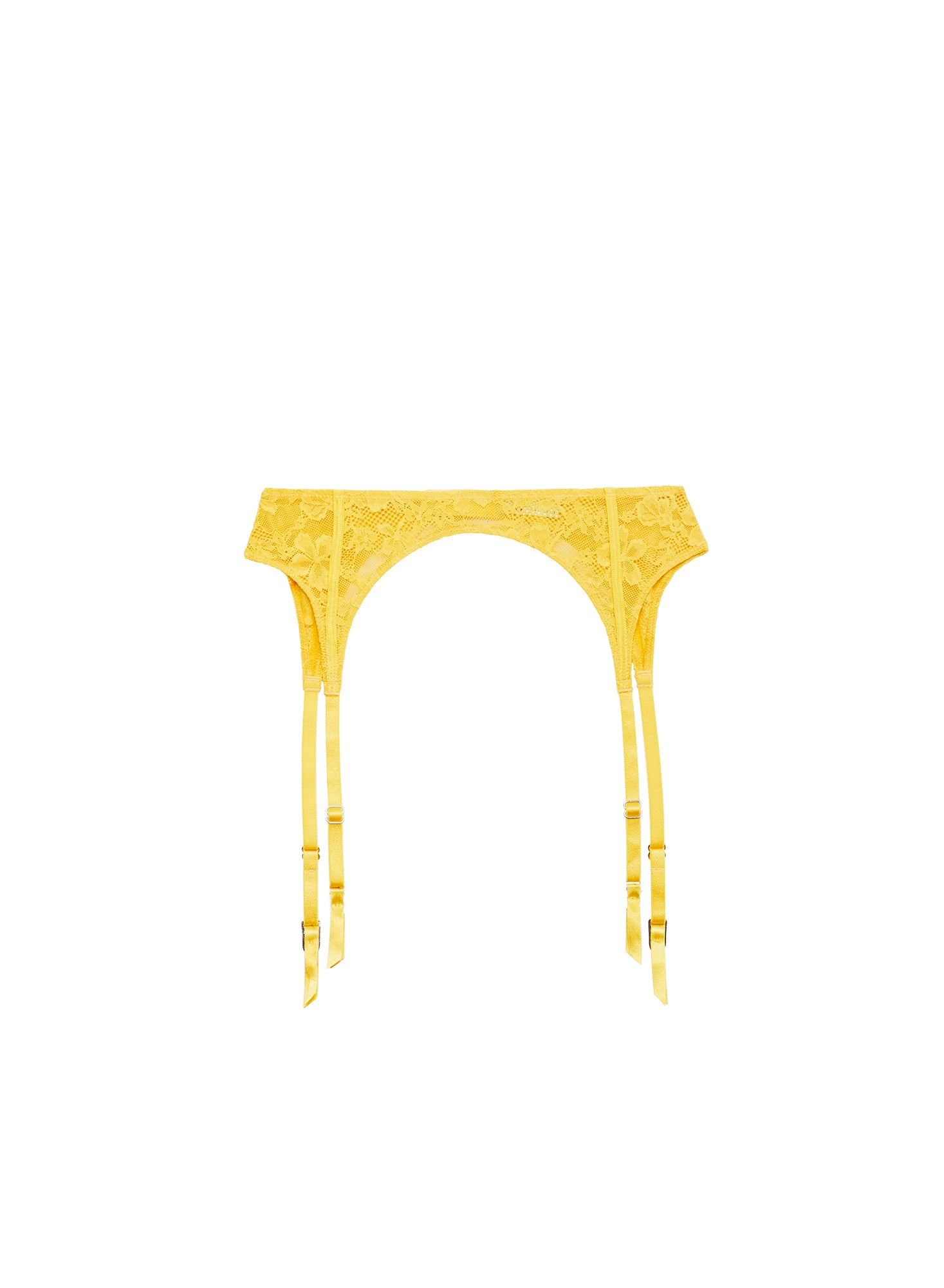 Le Stretch Lace Garter Belt- Lemon Yellow- Fleur du Mal-flat