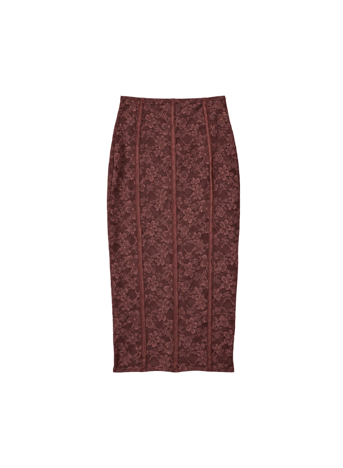 Le Stretch Lace Pencil Skirt-cocoa plum-fleur du mal-flat