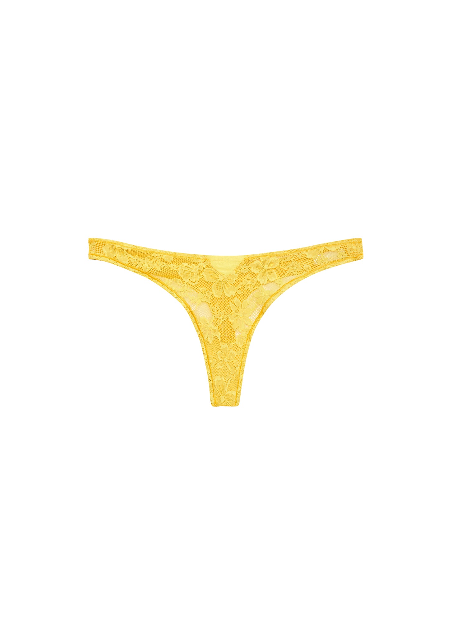 Le Stretch Lace Thong-lemon yellow- Fleur du Mal-flat