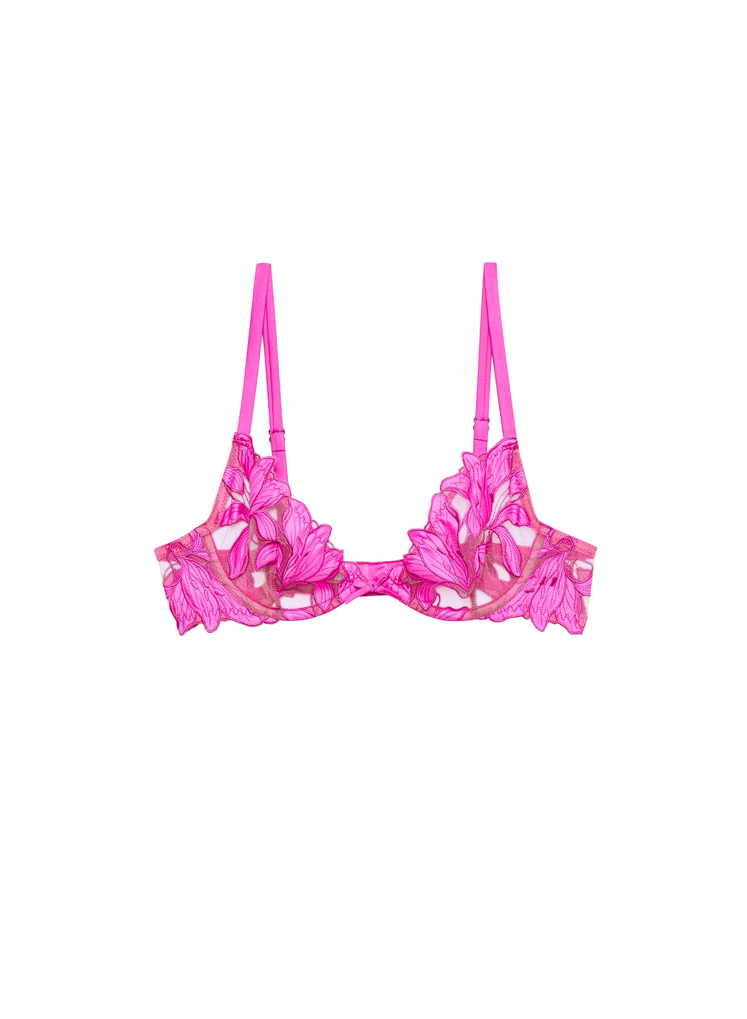 Lily Embroidery Plunge Demi Bra- pink- Fleur du Mal flat