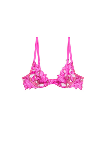 Lily Embroidery Plunge Demi Bra- pink- Fleur du Mal flat