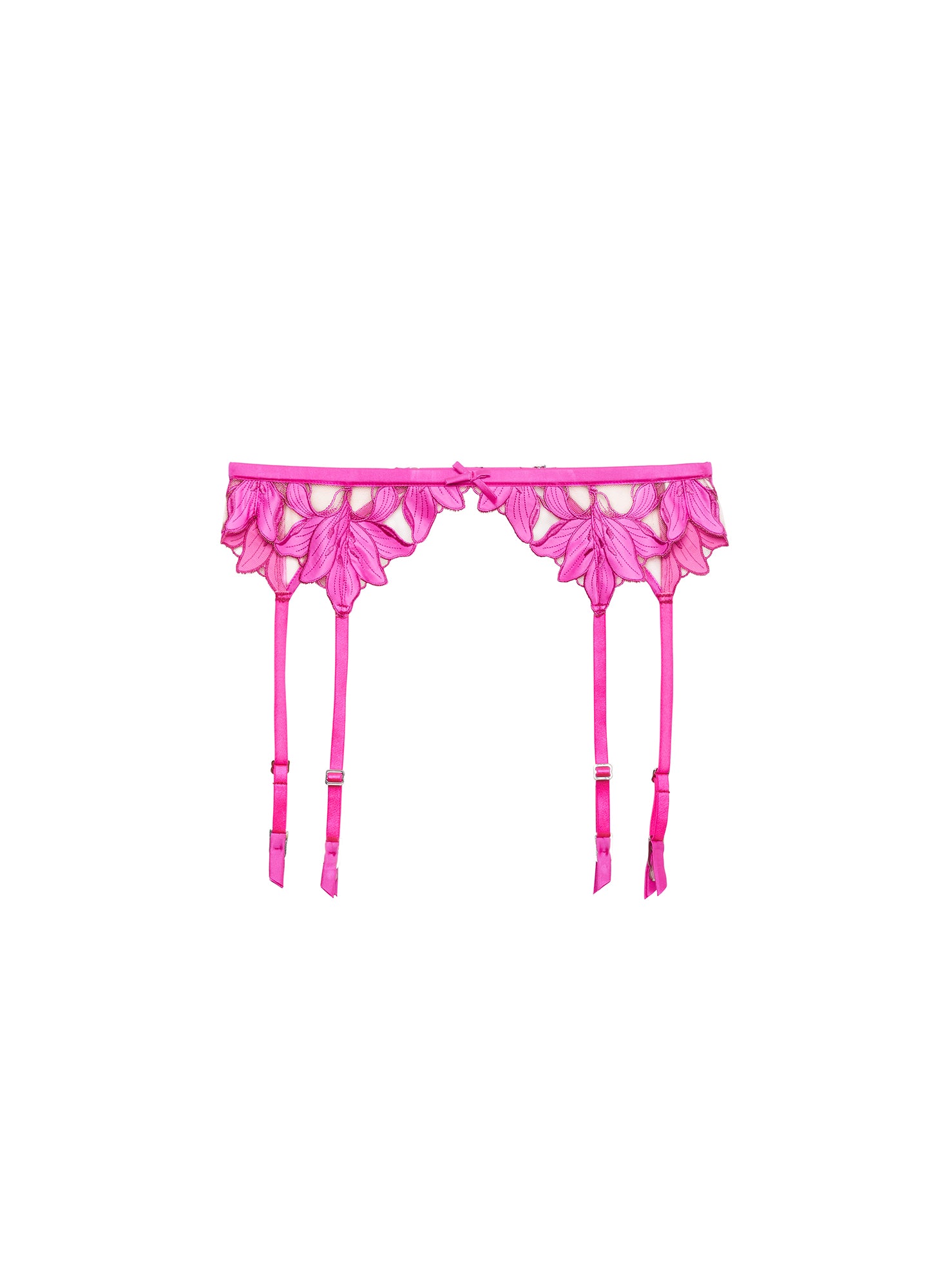Lily Embroidery Garter Belt-Pink-Fleur du Mal flat