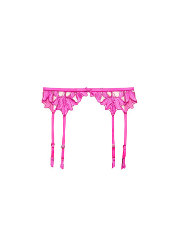 Lily Embroidery Garter Belt-Pink-Fleur du Mal flat