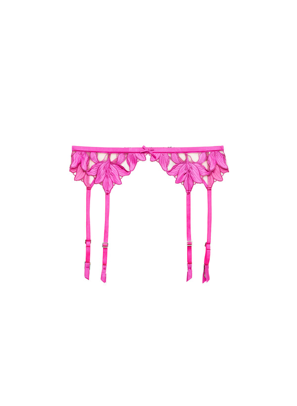 Wild pink - Lily Embroidery Garter Belt | Fleur du Mal
