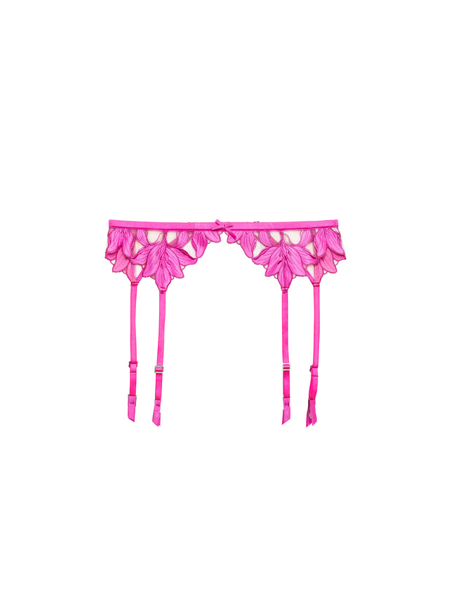 Wild pink - Lily Embroidery Garter Belt | Fleur du Mal