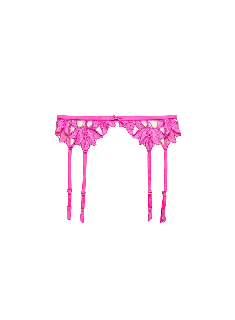 Wild pink - Lily Embroidery Garter Belt | Fleur du Mal
