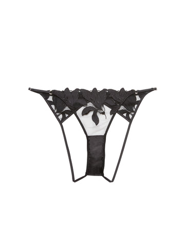 Black - Lily Embroidery Ouvert Panty | Fleur du Mal