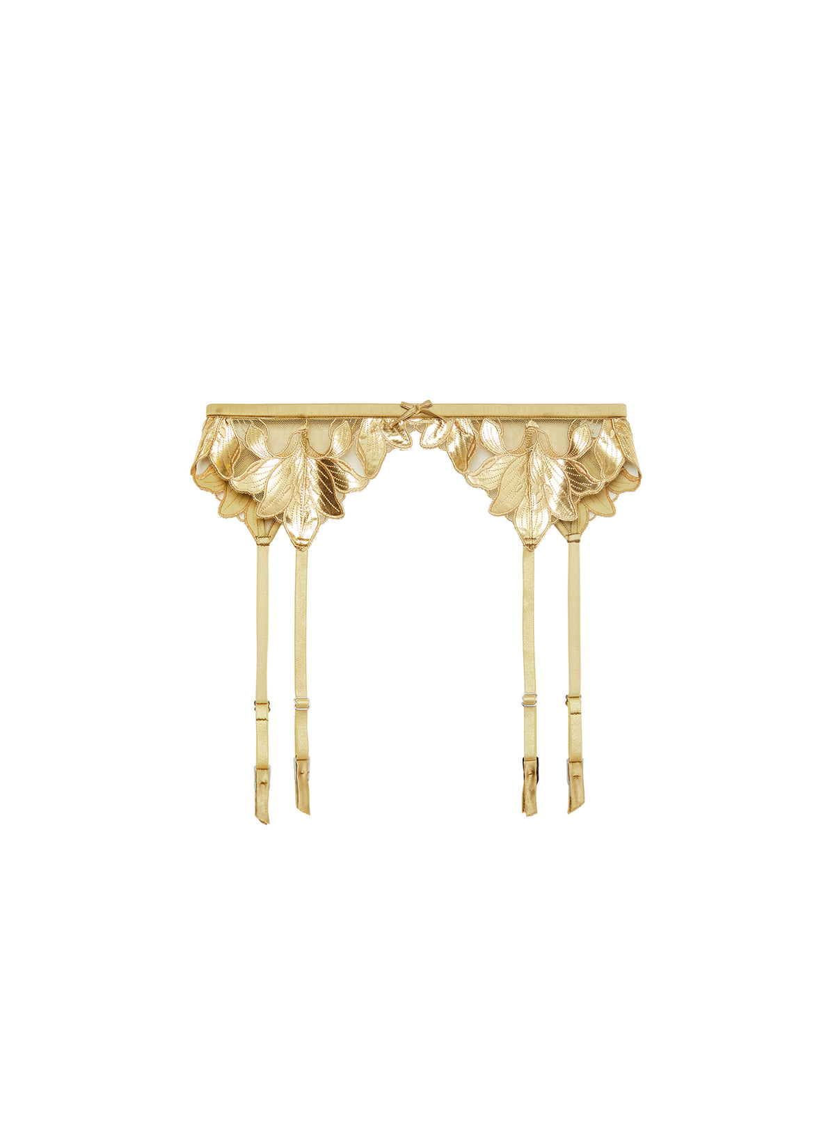 Lily Embroidery Garter Belt-gold-Fleur du Mal-flat