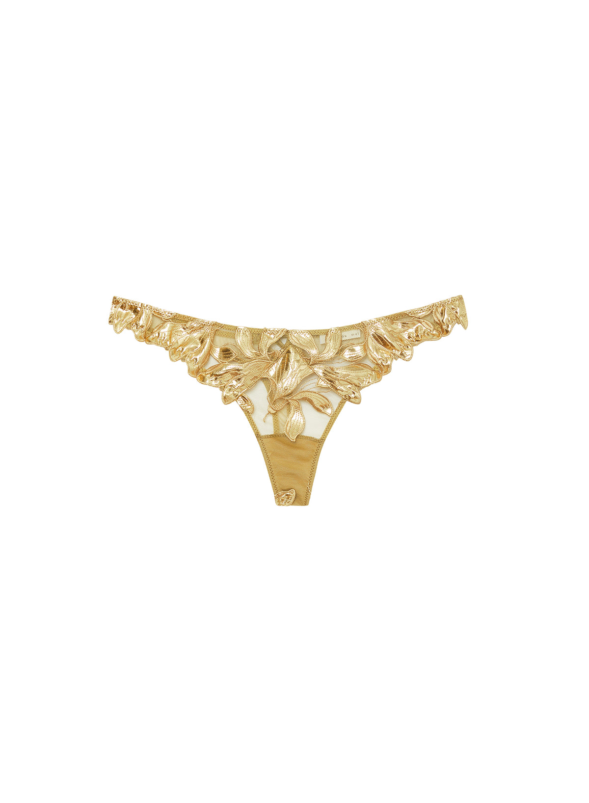 Lily Embroidery Hipster Thong-Gold-Fleur du Mal-flat