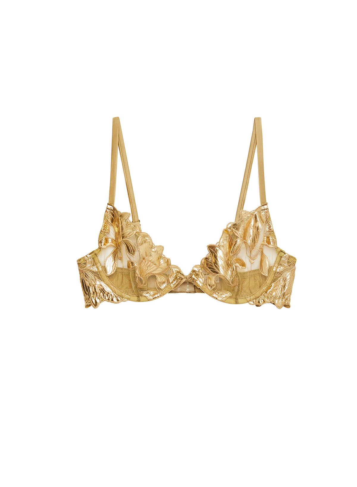 Lily Embroidery Plunge Demi Bra-Old Gold-Fleur du Mal-flat