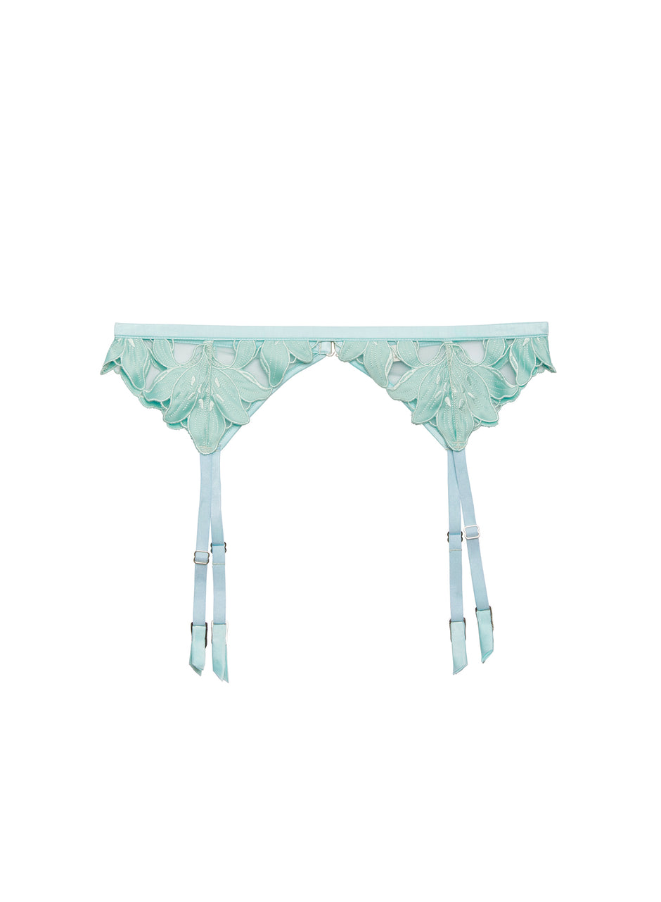 Spearmint - Lily Embroidery Garter Belt | Fleur du Mal