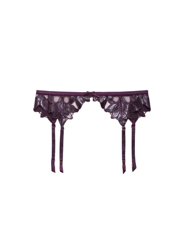 Aubergine - Lily Embroidery Garter Belt | Fleur du Mal
