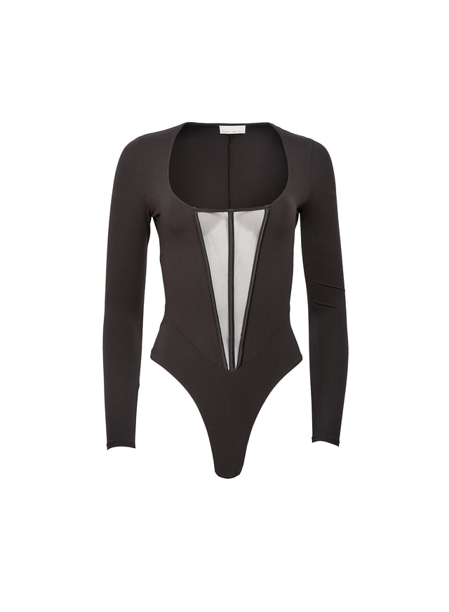 Black - Long Sleeve Jersey Bodysuit | Fleur du Mal