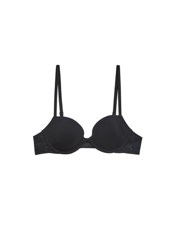 Black - Le Stretch Lace Molded Demi Bra | Fleur du Mal