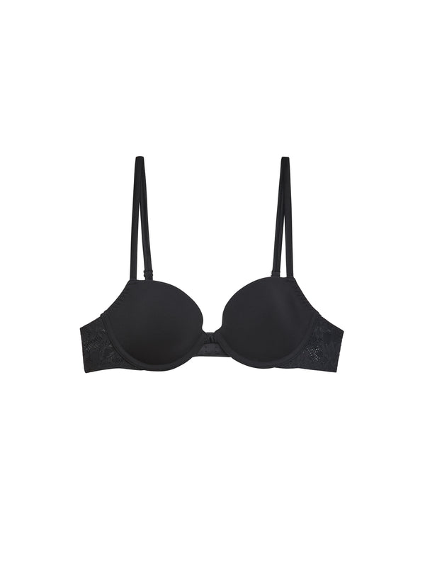 Black - Le Stretch Lace Molded Demi Bra | Fleur du Mal