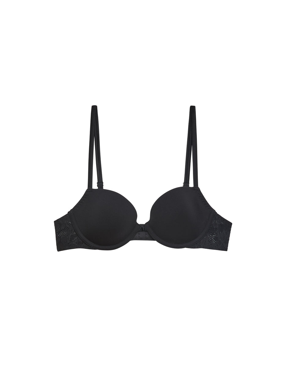 Black - Le Stretch Lace Molded Demi Bra | Fleur du Mal