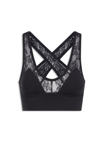 Black - Le Stretch Lace Sports Bra | Fleur du Mal