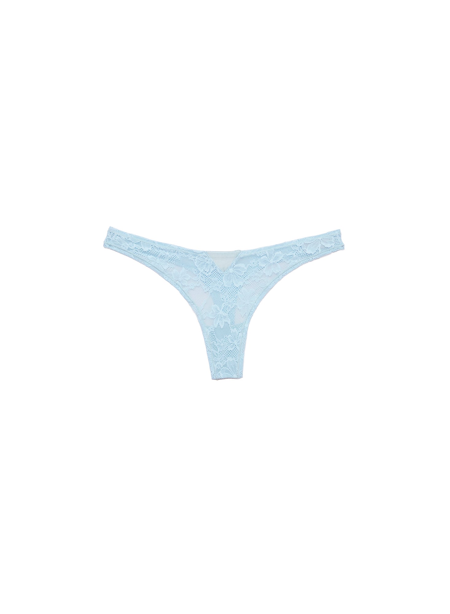 Le Stretch Lace Thong in blue- Fleur du Mal-flat