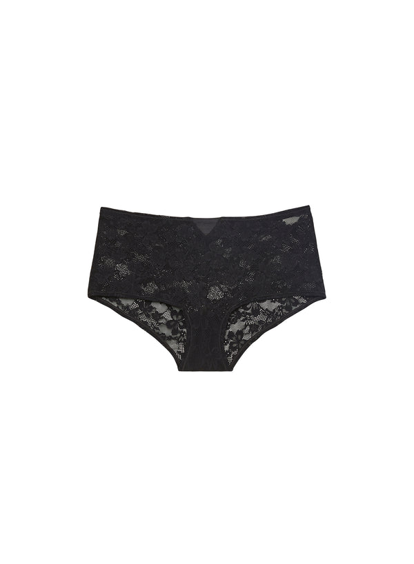 Black - Le Stretch Lace Boyshort | Fleur du Mal