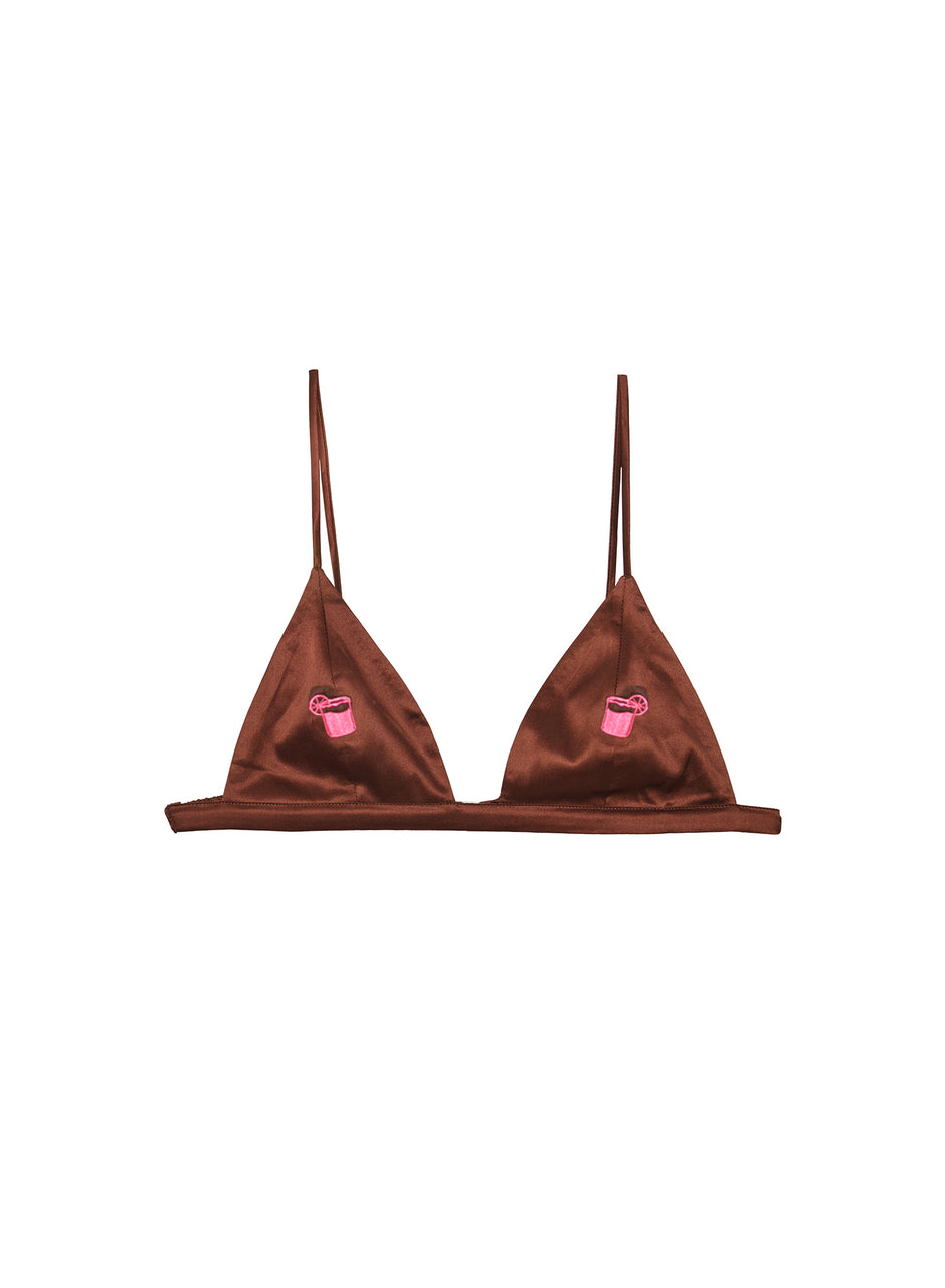 Cocoa - Spicy Margarita Embroidered Luxe Triangle Bra | Fleur du Mal