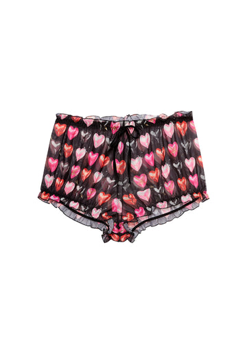 Black heartbreaker print - Ruched Mesh Short | Fleur du Mal