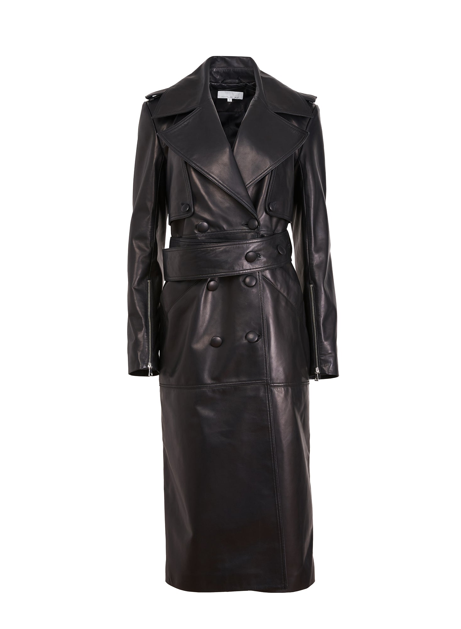 Moto Leather Trench Coat in black0-fleur du mal 