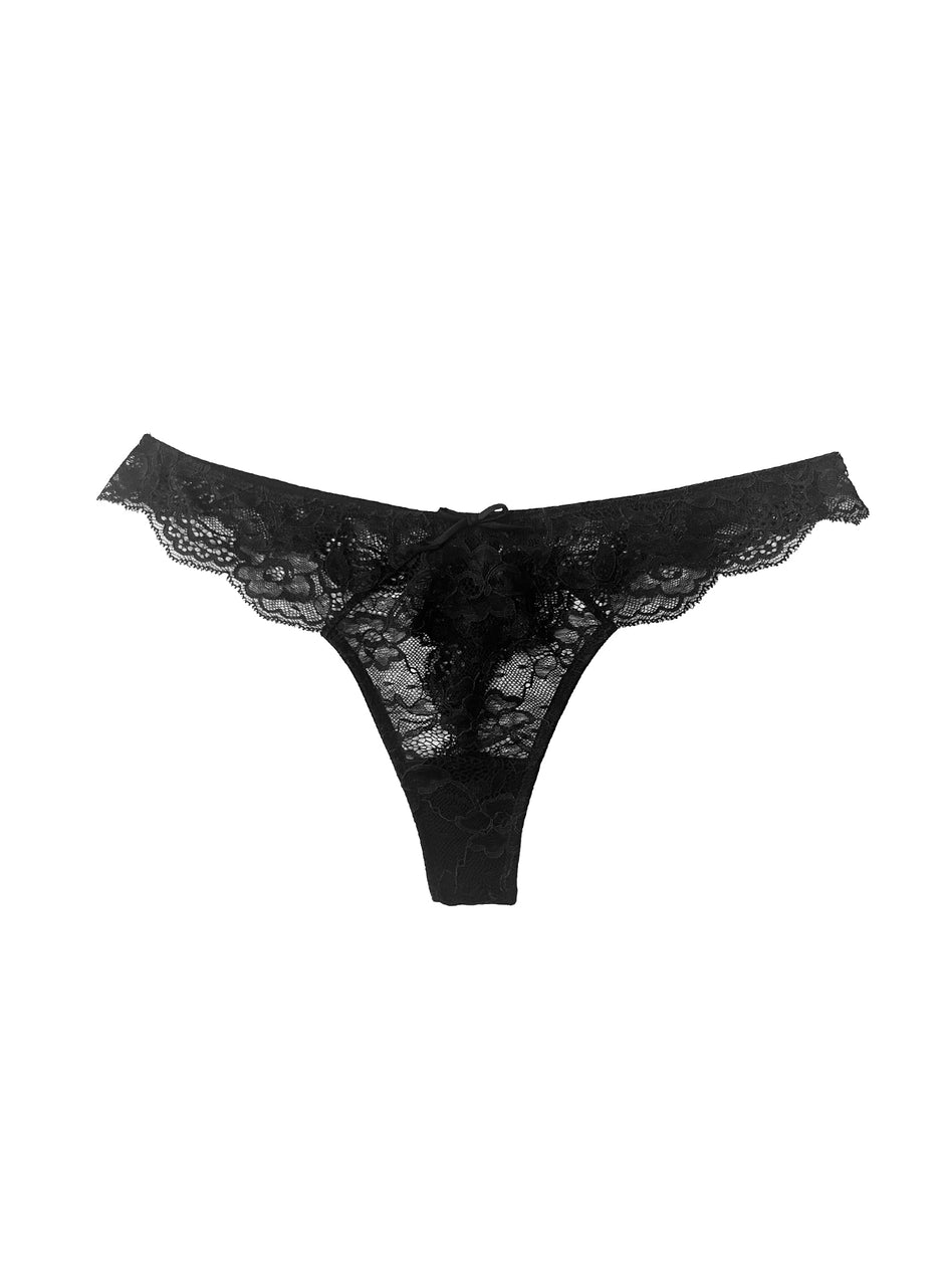 Black - Naomi Lace Thong | Fleur du Mal