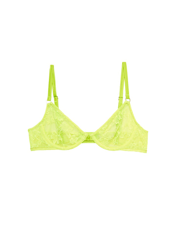 Neon yellow - Le Stretch Lace Demi Bra | Fleur du Mal