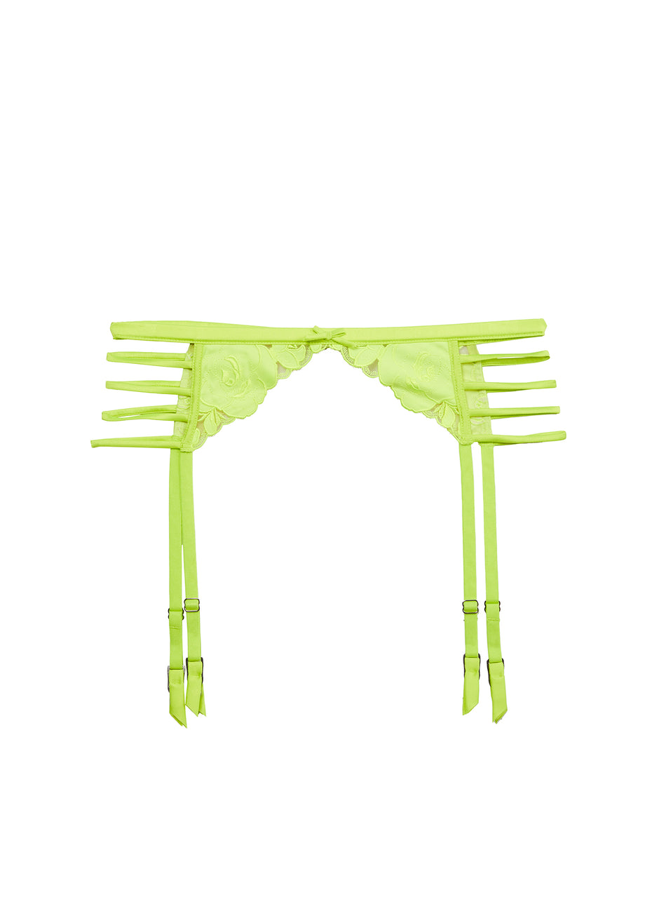 Neon yellow - Rose Logo Embroidery Garter Belt | Fleur du Mal