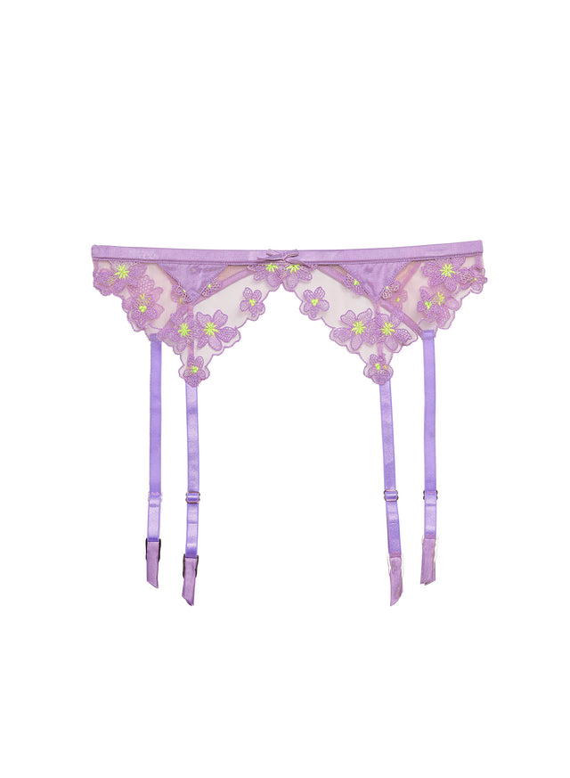 Spring lavender - Petal Embroidery Garter Belt | Fleur du Mal