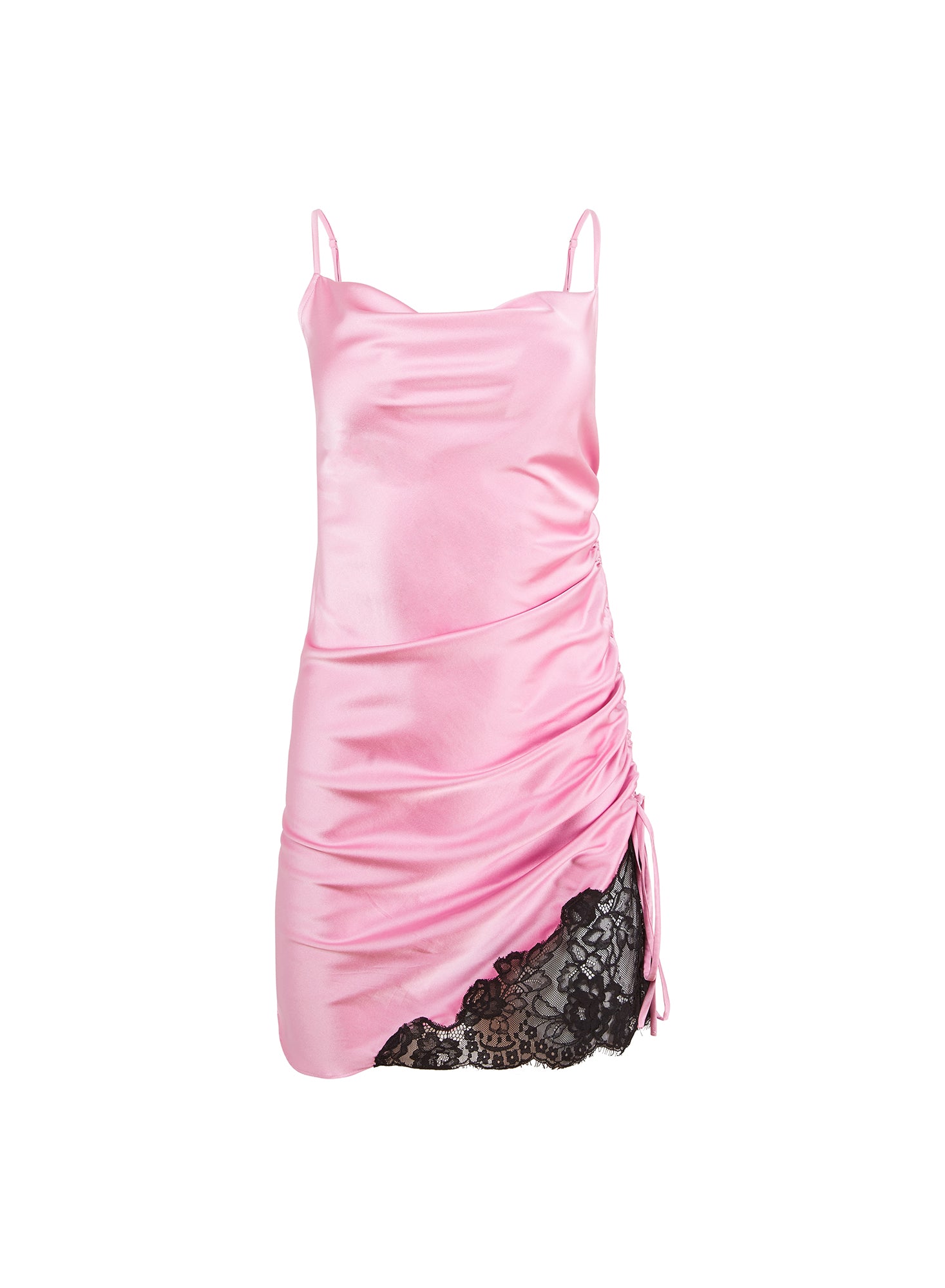 Ruched mini dress in pink flatlay
