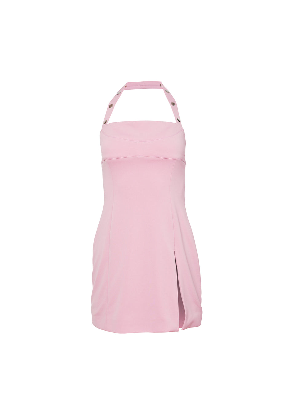 Blush pink - Snap Halter Mini Dress | Fleur du Mal