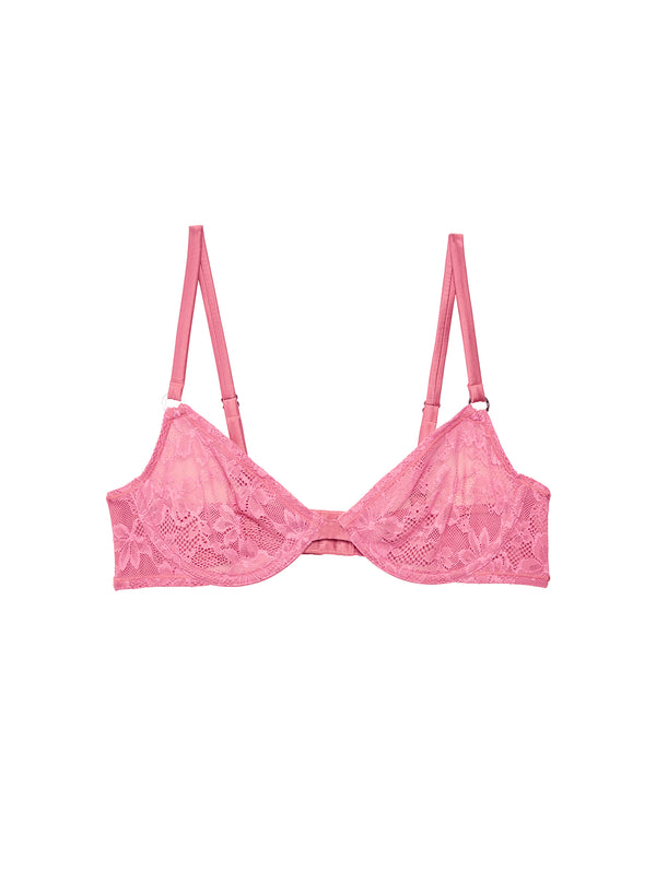 Bralette in pink Lycra with French Leavers lace