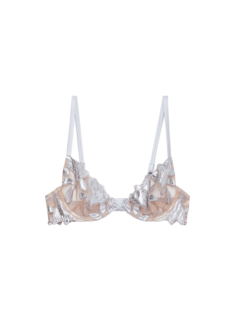 Platinum - Lily Embroidery Plunge Demi Bra | Fleur du Mal