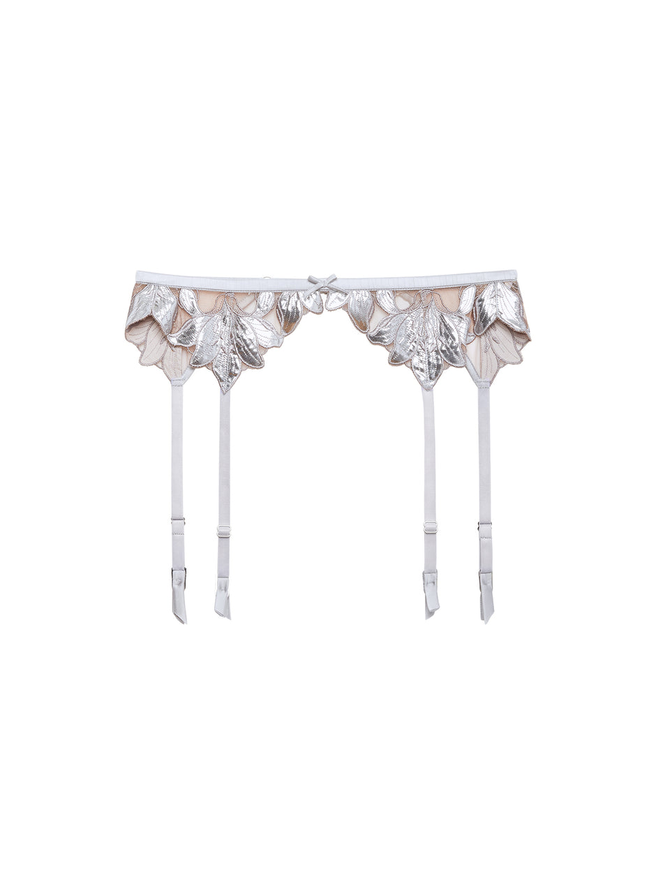 Platinum - Lily Embroidery Garter Belt | Fleur du Mal