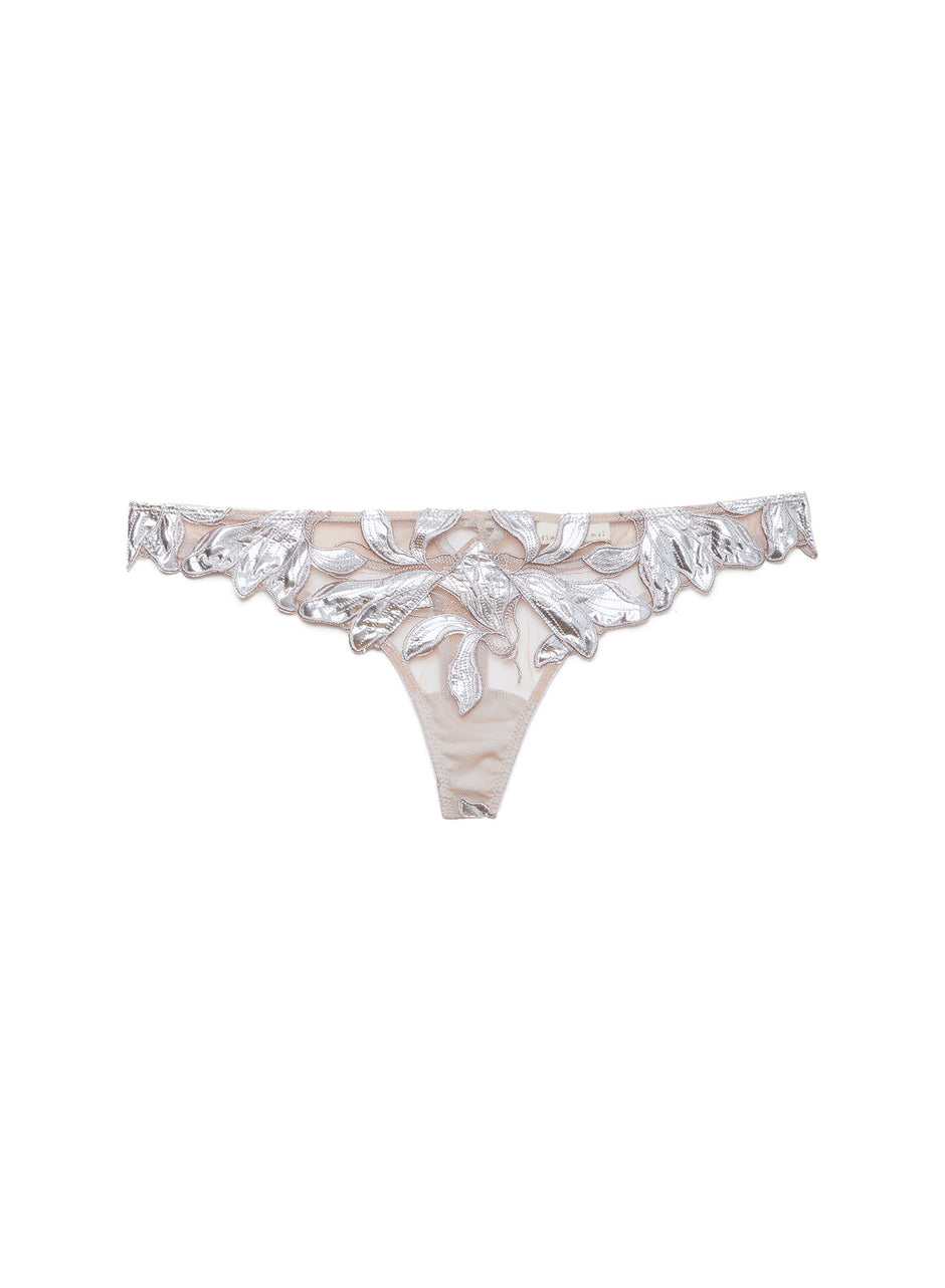 Platinum - Lily Embroidery Hipster Thong | Fleur du Mal