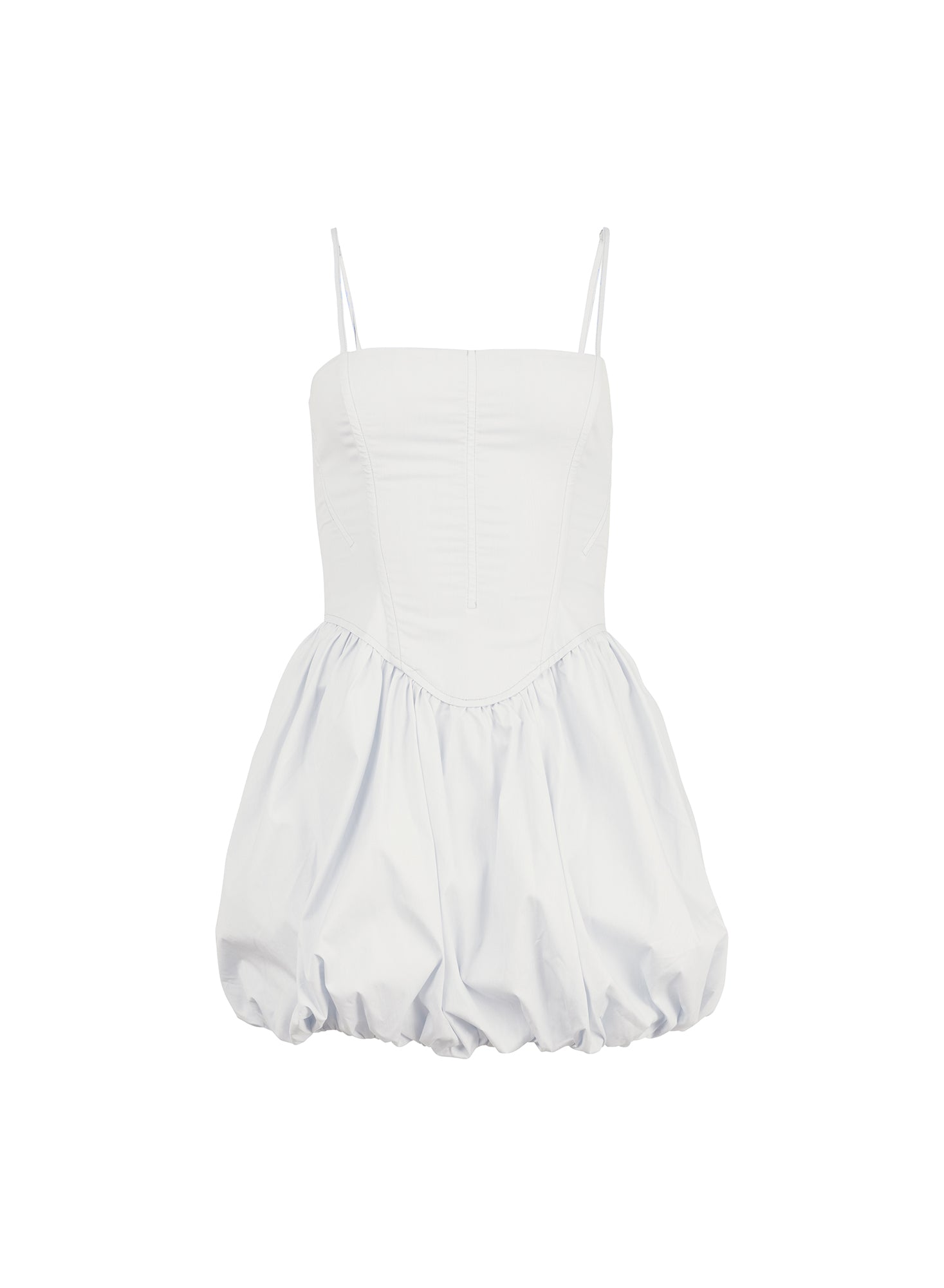 Poplin bubble dress in white