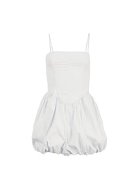 Poplin bubble dress in white