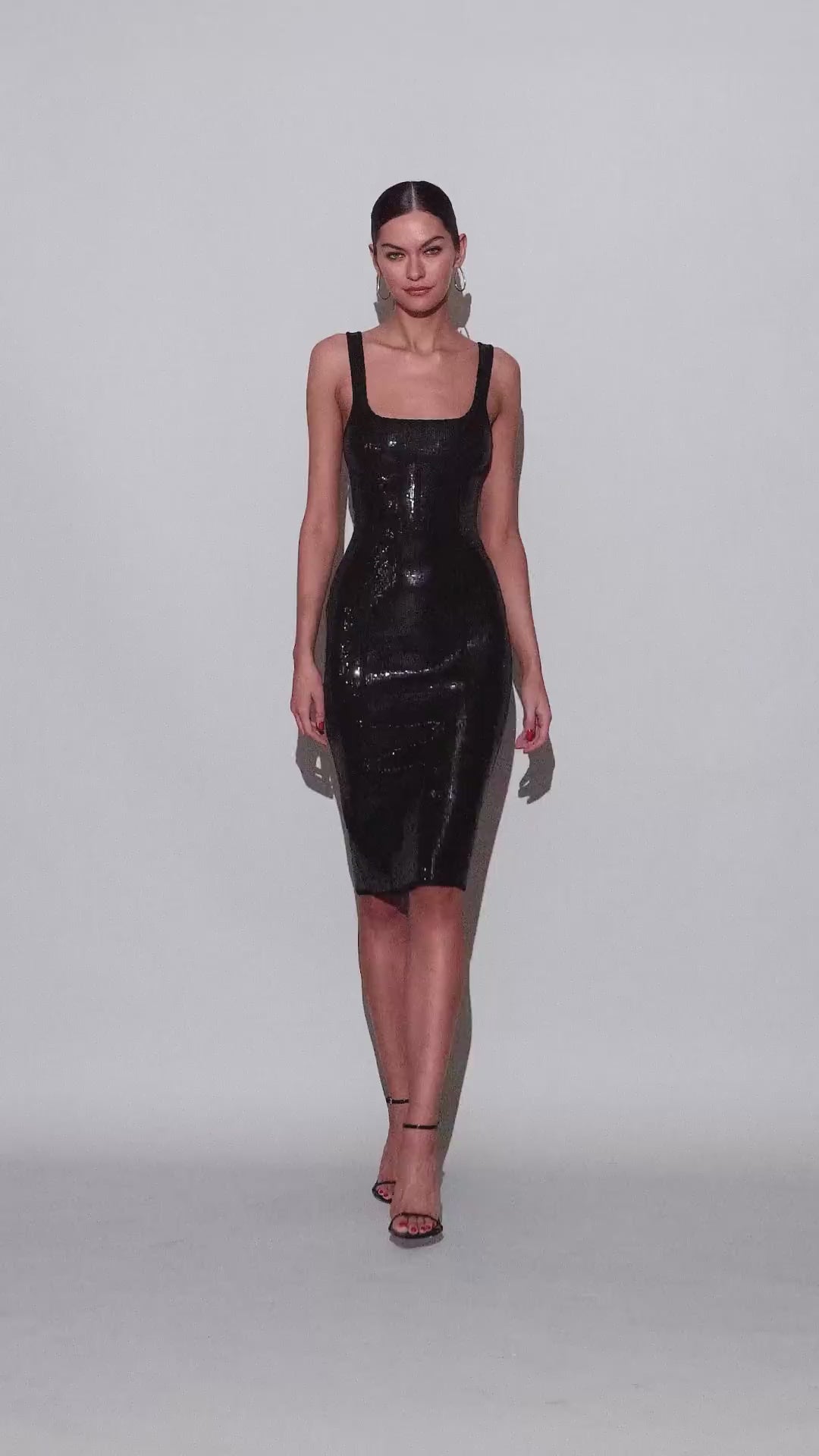 sequin midi dress black CHLOE | CULT MIA The versatile midi length allows for easy transition from day to night events Black Sequin Midi Dress -