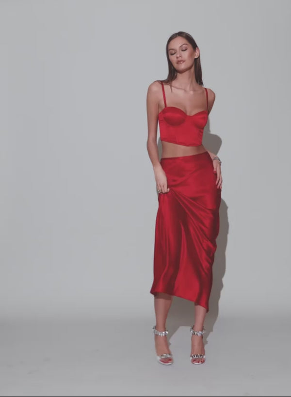 Rouge - Silk Bias Cutout Skirt | Fleur du Mal