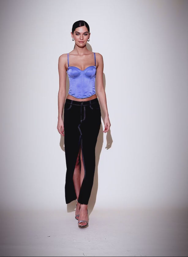 Black - Silk Maxi Skirt | Fleur du Mal