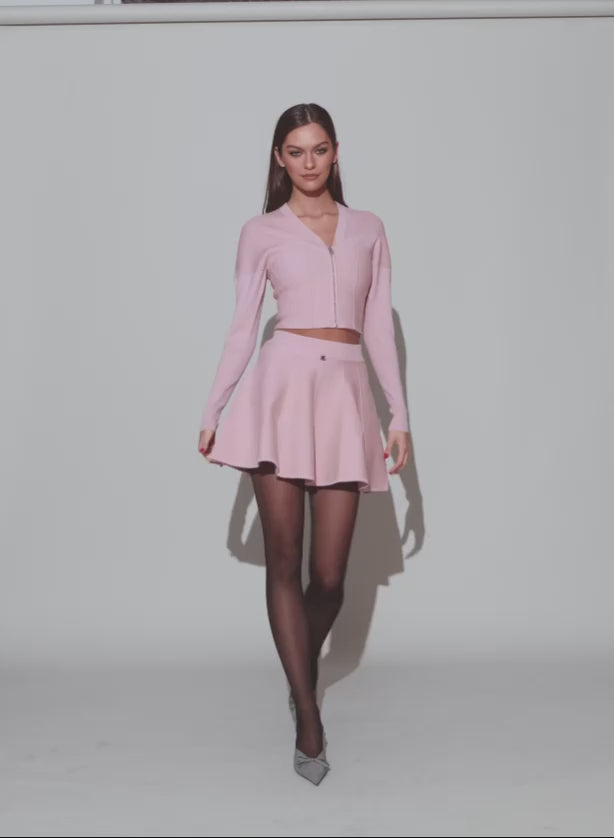 Cherry blossom - Knit Flared Mini Skirt | Fleur du Mal